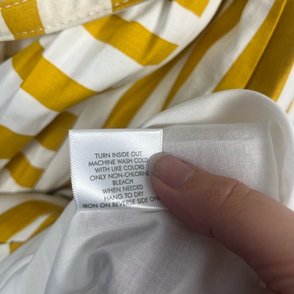 Modcloth Women's S Fit and Flare Striped Dress Full Skirt in Yellow V Neck - Picture 7 of 7